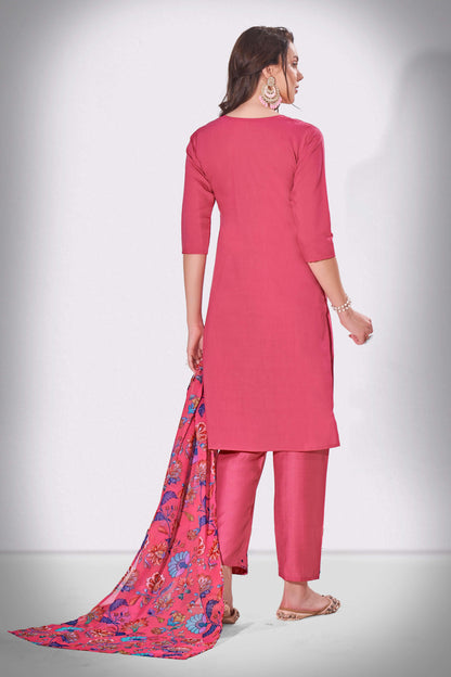 Cabaret Pink Revti Embroidered Kurti With Pant & Dupatta