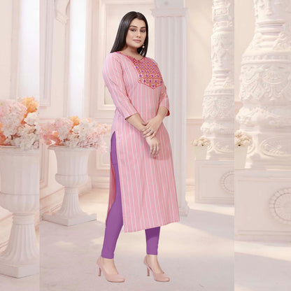 Cabaret Pink Cotten Kalindi Embroidered Kurti