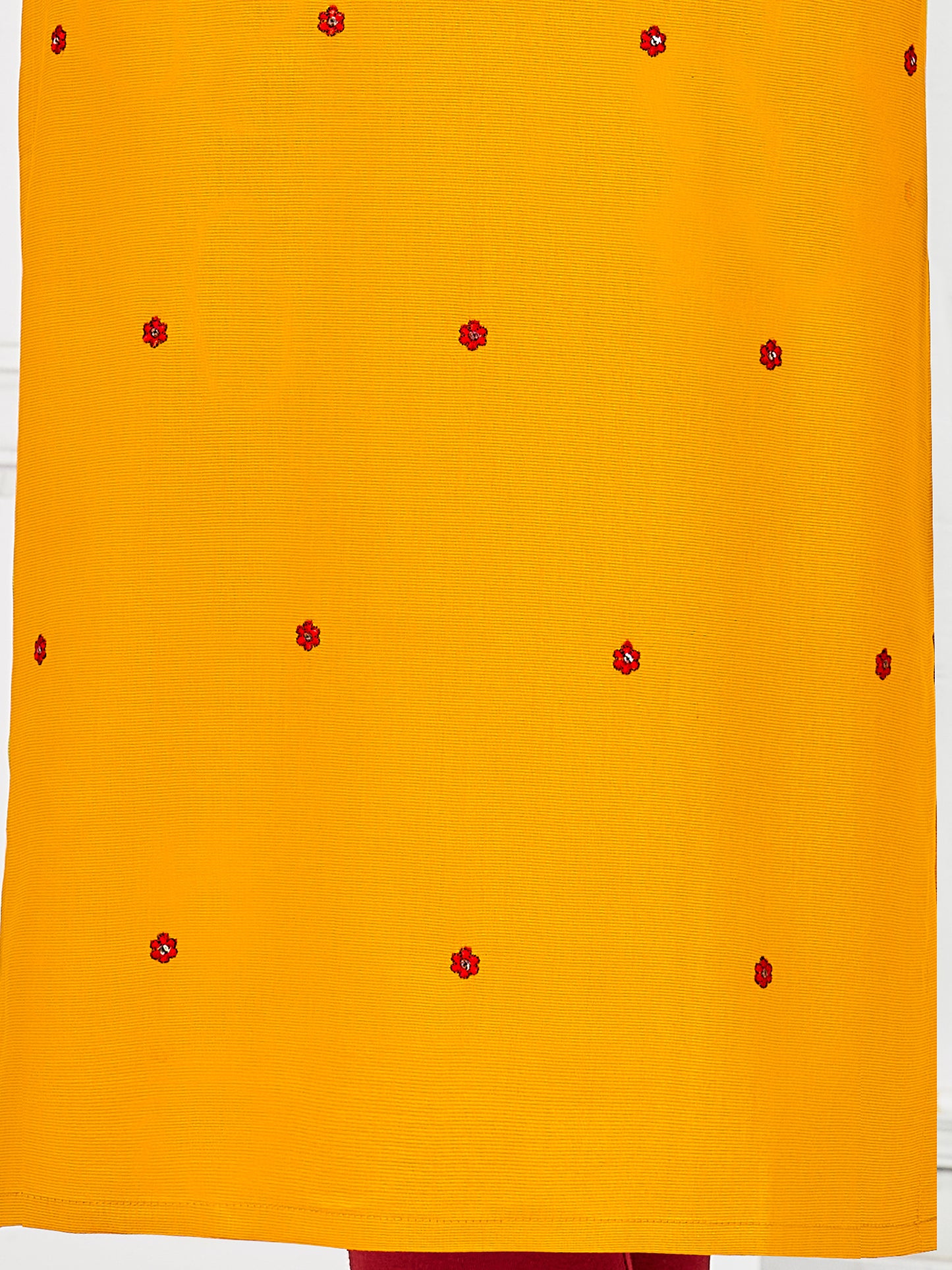 Mustard Pure Viscose  Embroidery With Sequence Work Straight Kurtis