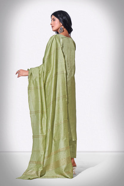 Green Chitra Embroidered Kurti With Pant & Dupatta