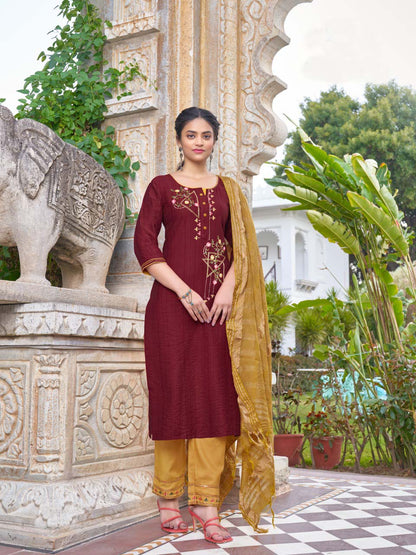 New Designer Maroon Party wear Look Kurta Sets