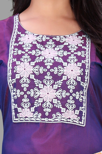 Purple Kurti Pant & Dupatta Set