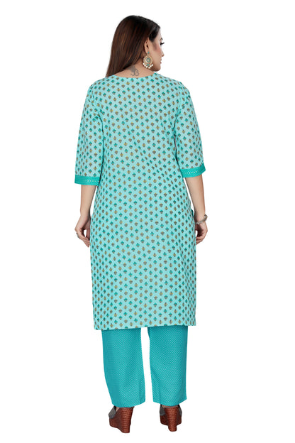 Blue Embroidered Kurti & Pant set