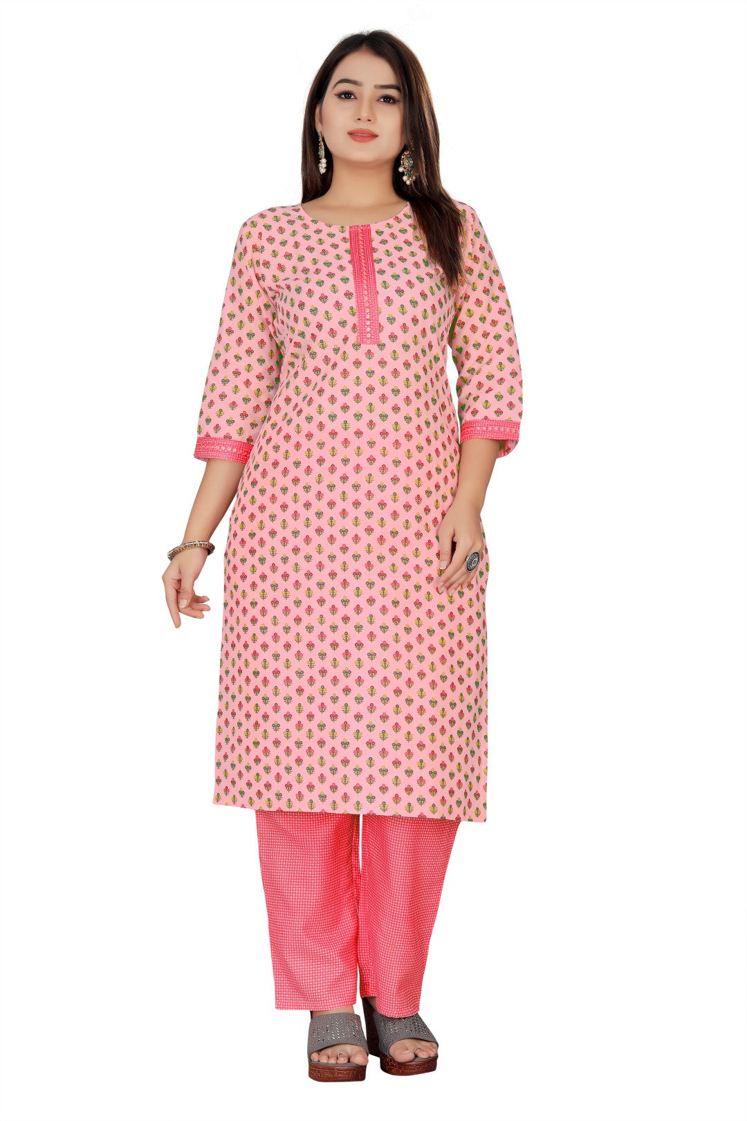 Pink Embroidered Kurti & Pant set