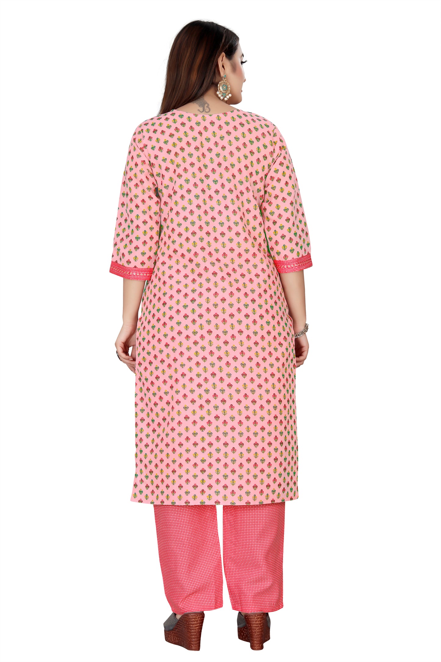 Pink Embroidered Kurti & Pant set