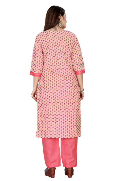 Pink Embroidered Kurti & Pant set