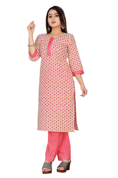 Pink Embroidered Kurti & Pant set