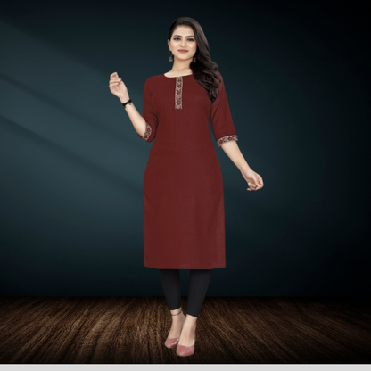 Maroon Cotton kurti