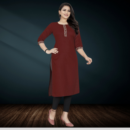 Maroon Cotton kurti