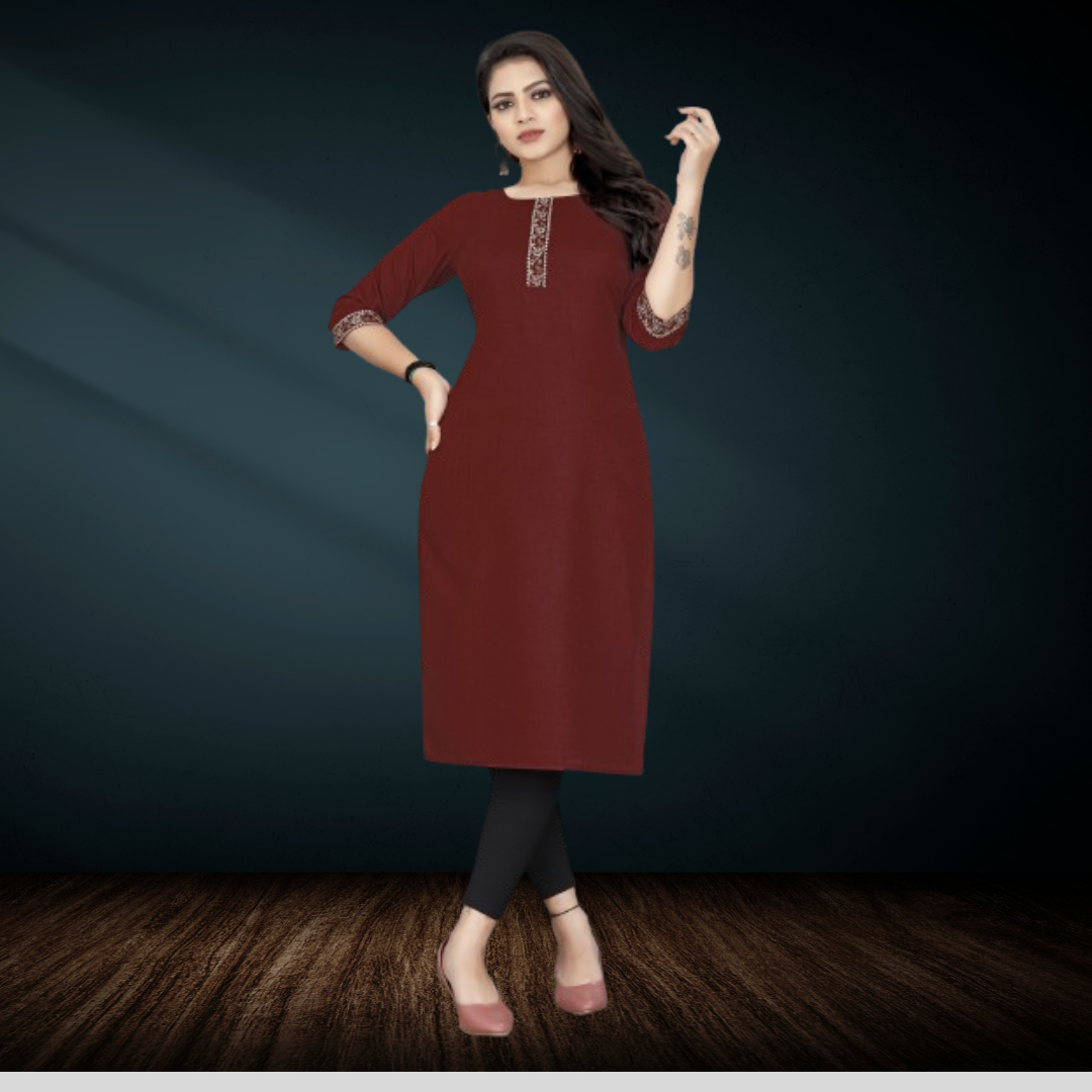 Maroon Cotton kurti